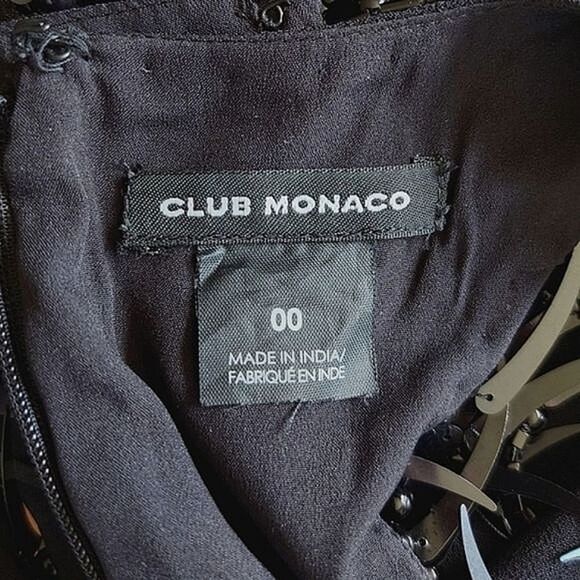 Club Monaco black Triete sleeveless sequin fringe mini shift dress - Picture 5 of 16